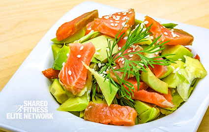 This easy and quick salmon and avocado salad by personal fitness trainers in Columbia, MD.